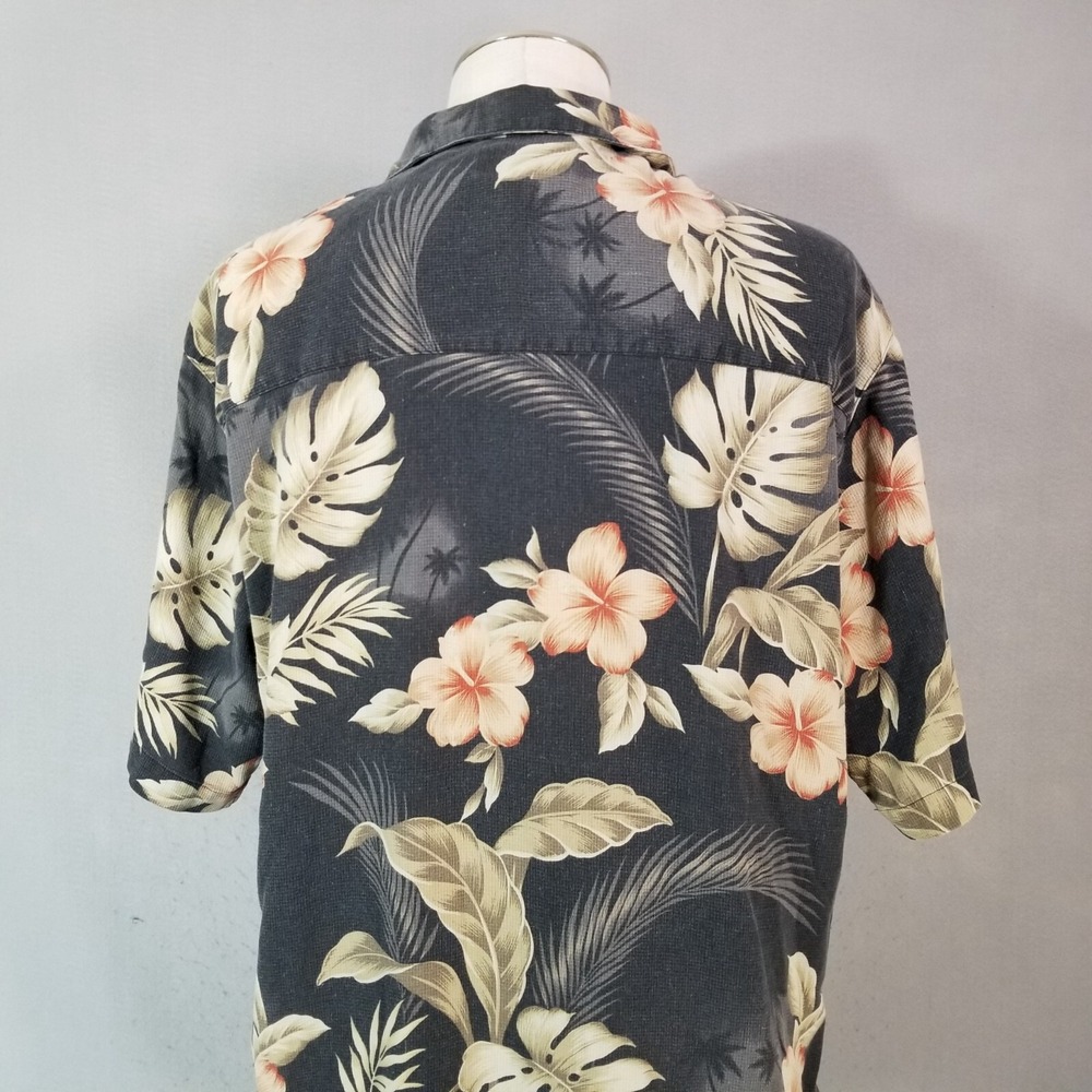 Boca classics shirt mens large gray Floral short sleeve silk Hawaiian Aloha Tiki - Picture 12 of 14